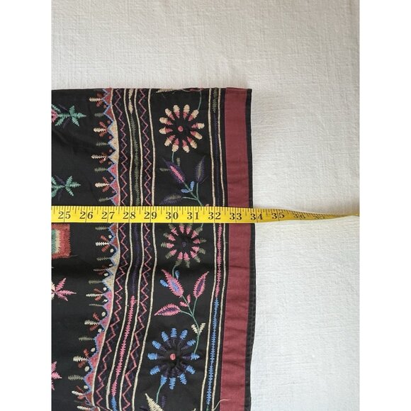 Vtg Embroidered Boho Maxi‎ Skirt Black Sz Small Tie Waist Liz Wear - Picture 11 of 14